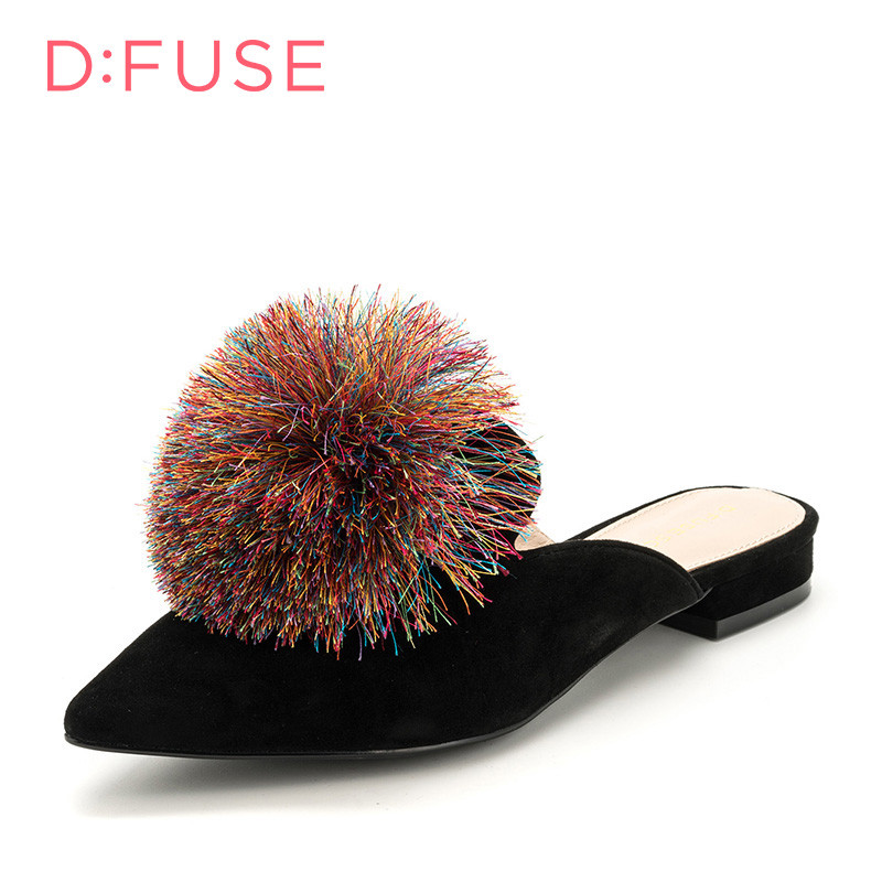 D：Fuse/迪芙斯 2018夏款专柜正品凉鞋女鞋 DF82110086 黑色10 34