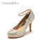 菲伯丽尔FondberylPU尖头高跟套脚水钻单鞋女 FB41118911 金色 39