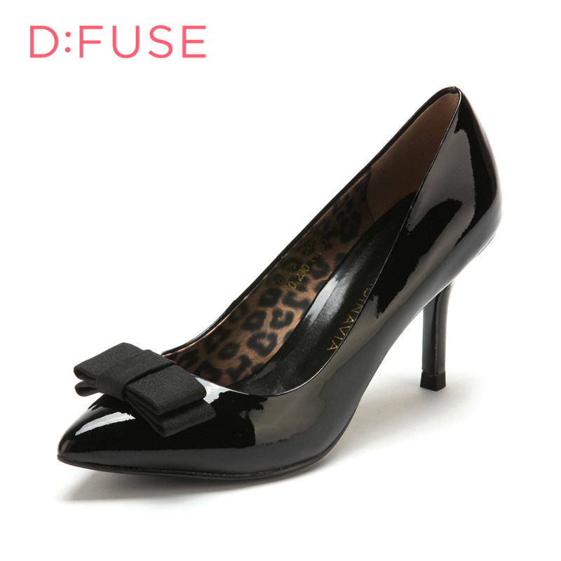 迪芙斯D:FUSE春季漆面牛皮高跟鞋增高蝴蝶结女士DF53113067 黑色 37
