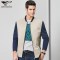 七匹狼外套春季新款青年男士拼接夹克男棒球领jacket男装_1 180/96A/XXL 701卡其色