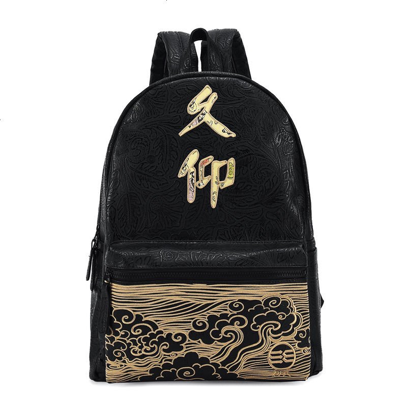 857_初弎中国风潮牌街头男女情侣久仰幸会刺绣双肩包电脑背书包41163_146 久仰金色_41164
