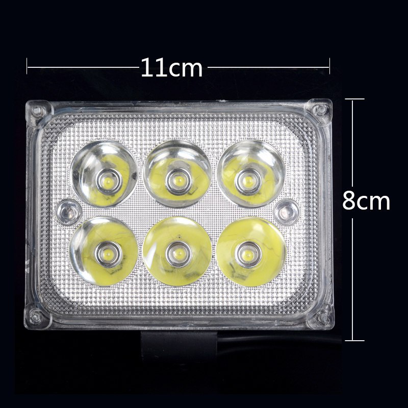电动车灯摩托车外置LED改装超亮强光射灯泡12V-80V激光炮LED大灯 外置方形6珠（远近光）