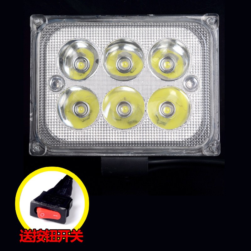 4L2宝马摩托车外置LED大灯射灯改装灯流氓雾灯超亮强光射灯12V 外置方形六珠+开关