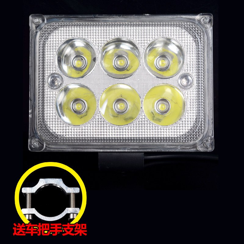 电动鬼火摩托车跑车改装激光炮led射灯强光爆闪灯u7外置超亮12v 外置方形六珠+支架