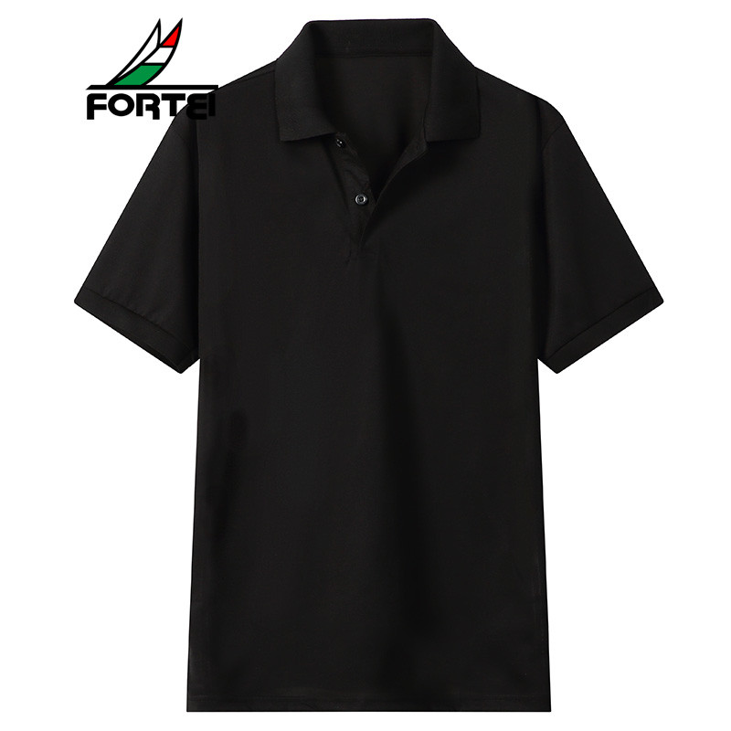 FORTEI富铤 POLO衫男士时尚舒适休闲多色经典短袖T恤夏季新款 56(190/XXXL) 黑色