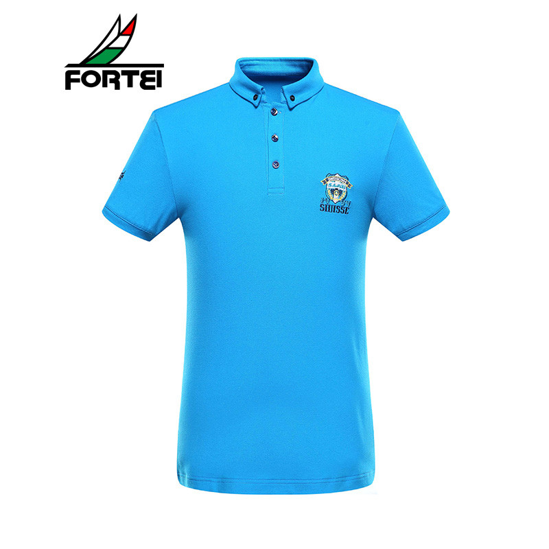 FORTEI富铤 POLO衫男士时尚休闲棉质微弹夏季短袖T恤衫 56(190/XXXL) 彩蓝色