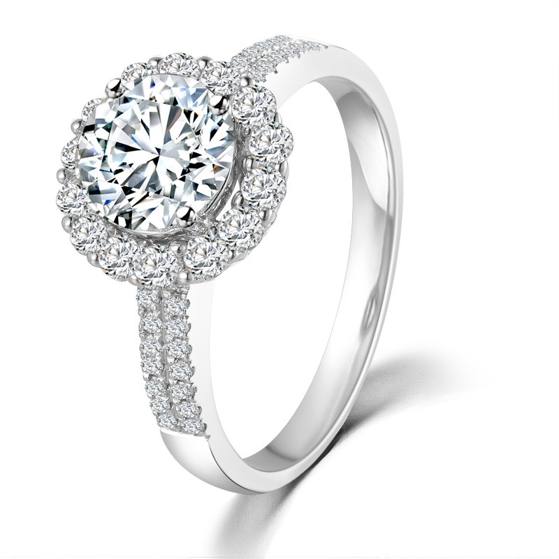 戴瑞珠宝18k金/铂金求婚结婚订婚克拉钻石女戒指定制【免费刻字】