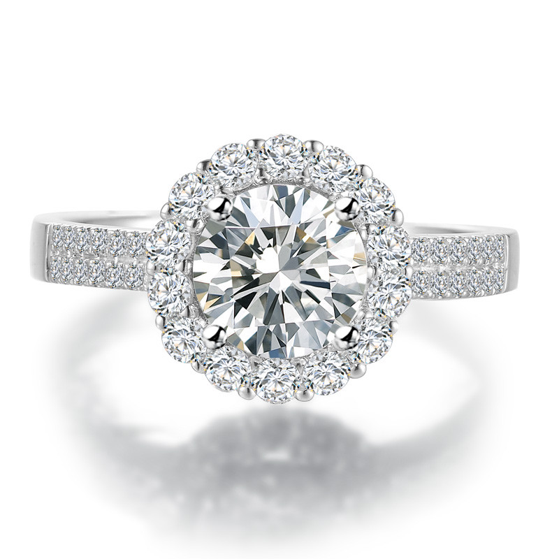 戴瑞珠宝18k金/铂金求婚结婚订婚克拉钻石女戒指定制【免费刻字】