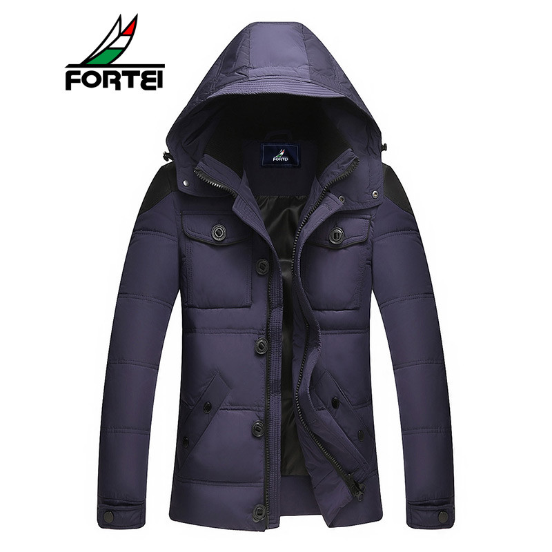 FORTEI富铤 反季特卖 羽绒服男士时尚冬季休闲连帽新款外套 185 紫色