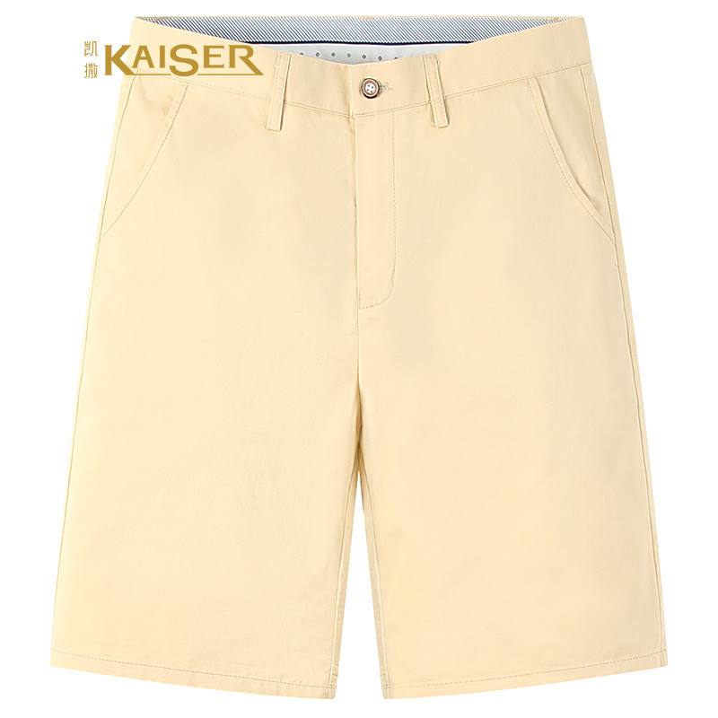 凯撒(KAISER) 中裤男士时尚简约休闲舒适棉质休闲五分裤 32(2尺5) 卡其色