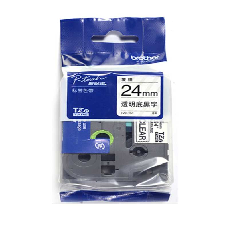 兄弟(brother)Tze-151 24mm (透明底黑字）标签带 黑色