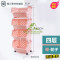 永德吉新款塑料菜篮厨房用品置物架落地果蔬收纳架多层储物架水果蔬菜筐带轮收纳箱收纳柜收纳盒储 四层粉色带轮