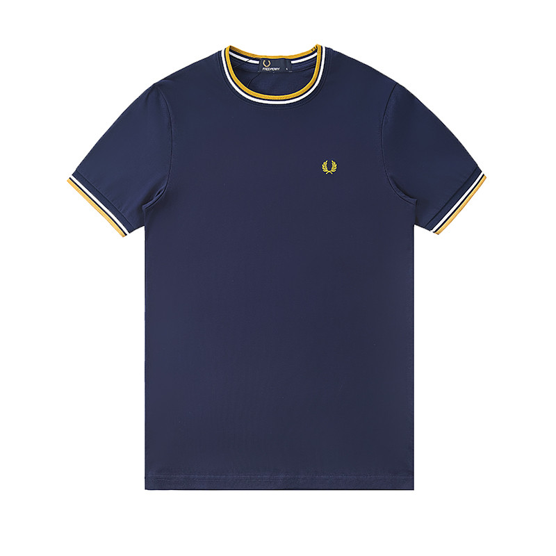 Fred Perry 佛莱德派瑞 男装新款 英伦风纯棉短袖T恤 M1588 L 蓝色