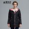 雪中飞（SNOWFLYING）羽绒服女韩版修身连帽保暖时尚长款潮X1501046 175/96A D黑色