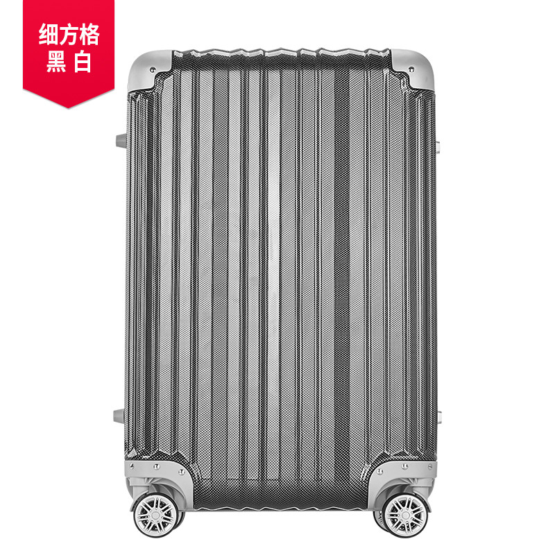 PB铝框拉杆箱女行李箱男20寸登机箱子24寸密码箱万向轮旅行箱拉箱 20寸 黑白细方格