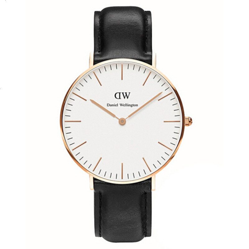DW Daniel Wellington 丹尼尔·惠灵顿 男表 金色边 皮革带 超薄男士 石英表 男 010_464 白色