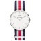 丹尼尔·惠灵顿(DW Daniel Wellington)DW 女士表银色边尼龙表带超薄女士 石英表 女 0_887 白色