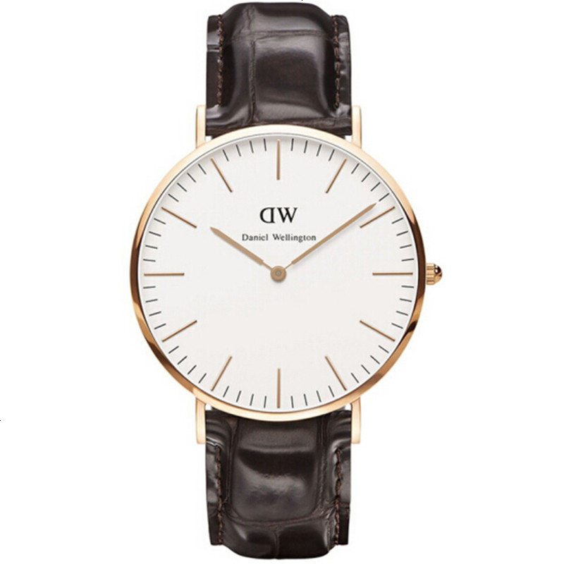 丹尼尔·惠灵顿(DW Daniel Wellington)DW男表金色边皮革表带超薄 男士 石英表 男 01_910 白色