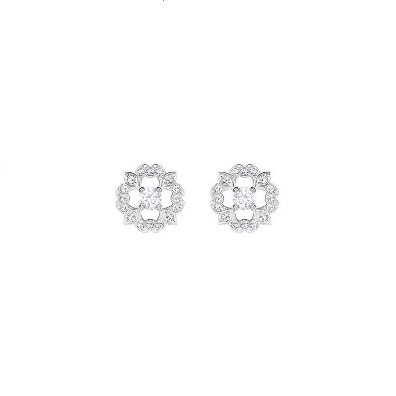 施华洛世奇新品Swarovski SPARKLING跳动的心欧美风 可拆卸镀铑穿孔耳钉 银色耳环 银色