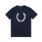 Fred Perry 男装新款 LOGO印花英伦风纯棉短袖T恤 M1532 L 蓝色