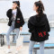 【梦娜思】韩版原宿BF风牛仔外套女秋新款学生宽松修身百搭休闲外套女 S 黑色