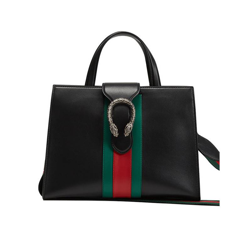 Gucci/古驰 Dionysus系列酒神包女士红绿织带手提包444073 黑色