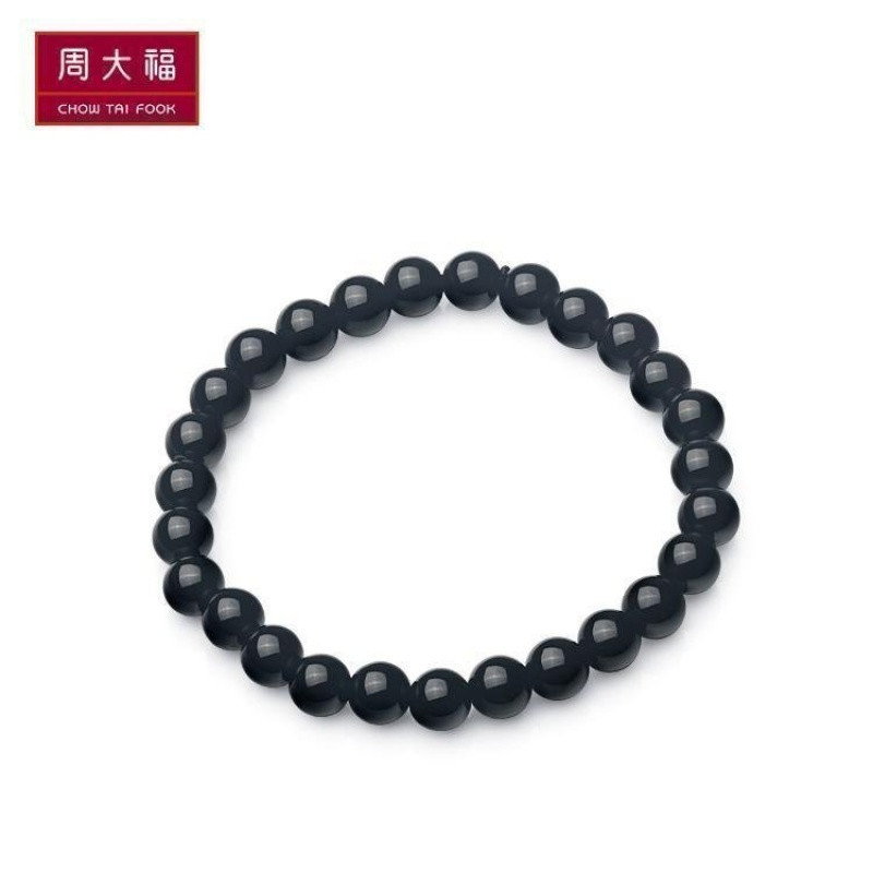 周大福珠宝首饰黑色玉髓手链 默认颜色