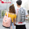 爱华仕(OIWAS)潮男双肩包竖款运动休闲包大容量旅行包学生电脑书包女皮带扣翻盖背包4619 宝蓝色