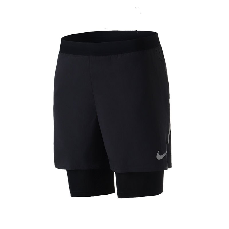 NIKE耐克男裤运动短裤透气针织跑步运动五分裤904457 XXL 904457-010黑+反射银
