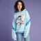 UNIFREE2018秋装新款连帽宽松字母刺绣个性迷彩图案短款卫衣女UH181A039 XL 马卡龙蓝