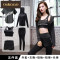 欧卡奥品牌瑜伽服套装女2018新款速干衣宽松专业晨跑健身房健身服跑步运动套装女_2 XXXL 印花深灰五件套