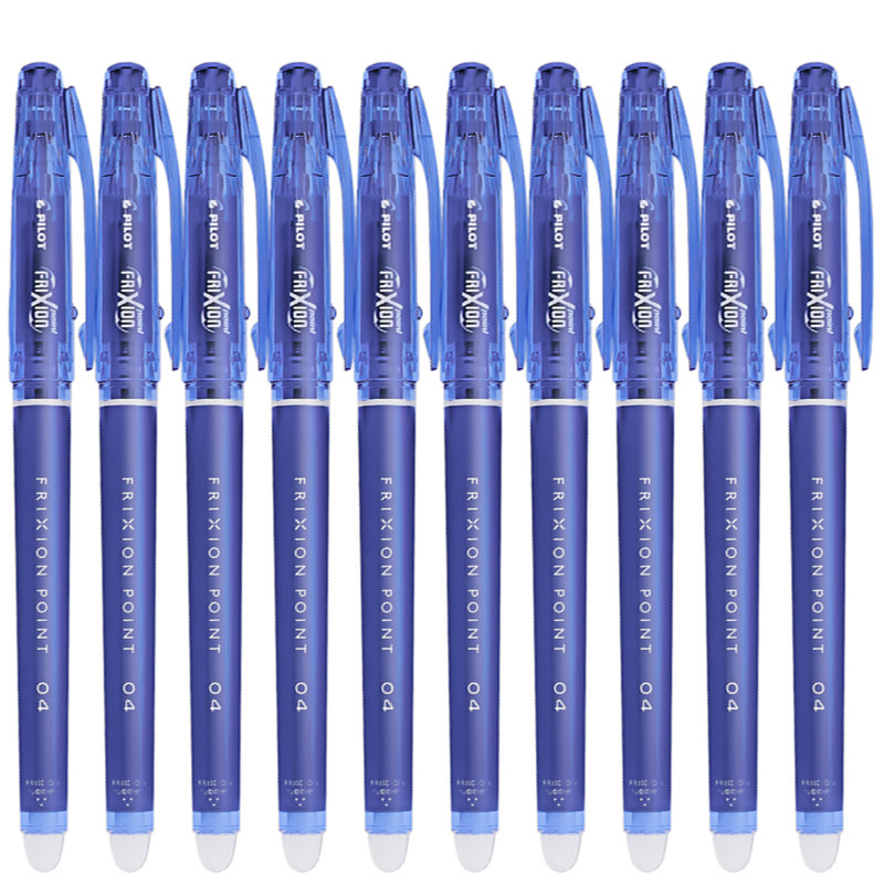 百乐（PILOT）0.4mm摩磨擦中性笔LF-22P4 针管式可擦中性笔 热可擦水笔彩色 多色可选 蓝色10支装