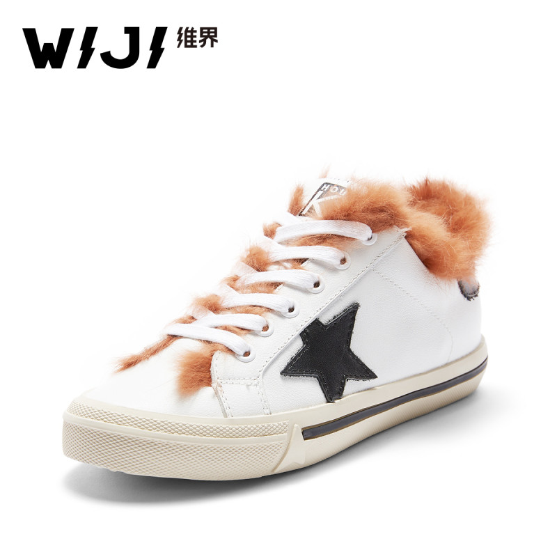 WIJI2017新款韩版潮流休闲鞋女学院风平底时尚系带单鞋子圆头板鞋_PVK85 白色 40