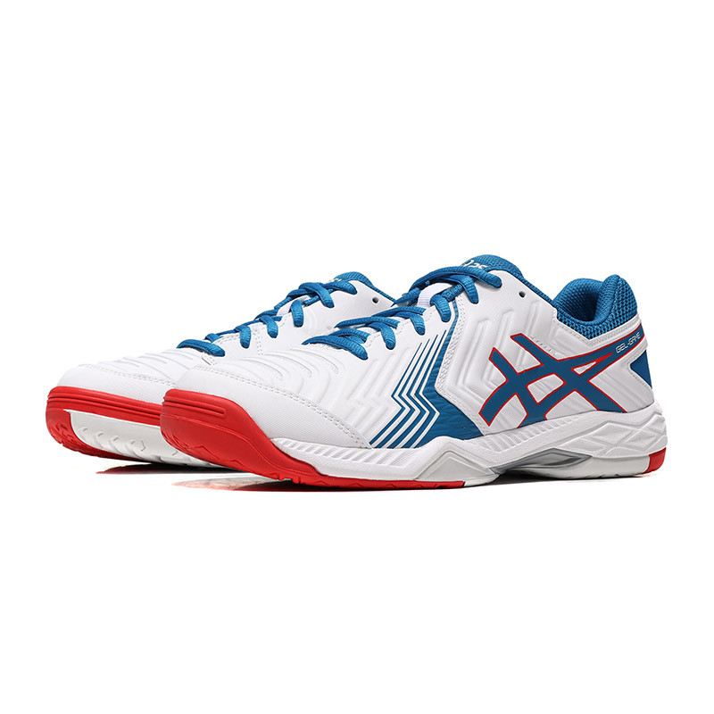 ASICS亚瑟士男子网球鞋GEL-GAME 6运动鞋E705Y-100 E705Y-100白色+蓝色 42.5码