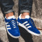 Adidas阿迪达斯男鞋Gazelle2018新款低帮运动休闲女鞋情侣板鞋 休闲蓝白S76227 42.5