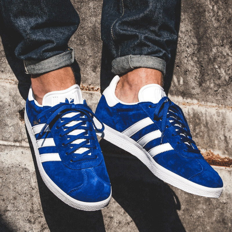 Adidas阿迪达斯男鞋Gazelle2018新款低帮运动休闲女鞋情侣板鞋 休闲蓝白S76227 42.5
