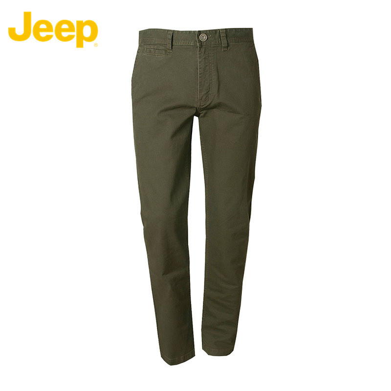 JEEP/吉普男士商务修身小脚纯色休闲裤JW15WP105 86B 军绿色N7