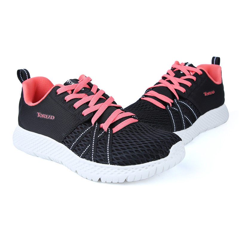 探路者（TOREAD）户外春夏男女健走鞋轻便舒透气适运动鞋TFOG81735 TFOG82735-G01A黑色/胭脂红（女） 37