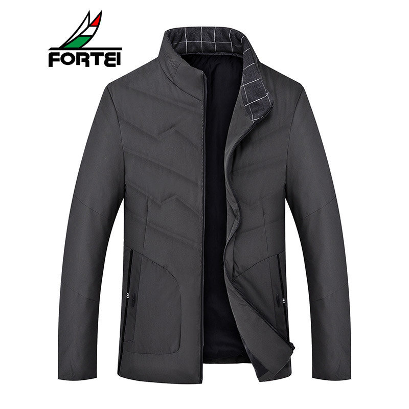 FORTEI富铤羽绒服男士中青年简欧短款休闲冬季新款男装外套 XXXL/190 灰色