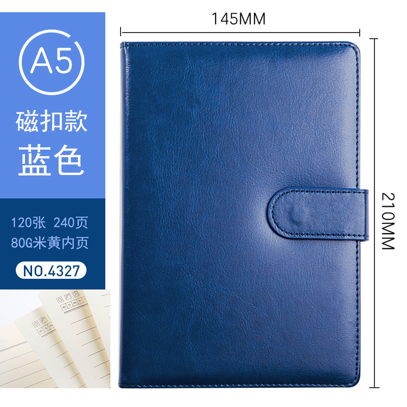 正彩笔记本文具记事本A5加厚小清新大学生日记本子办公学生用商务 灰色2本装 蓝色