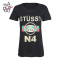 HAODUOYI朋克风恶搞No 4 T-Shirt烫金印花 常规款夏季女士短袖T恤 黑色 XXL