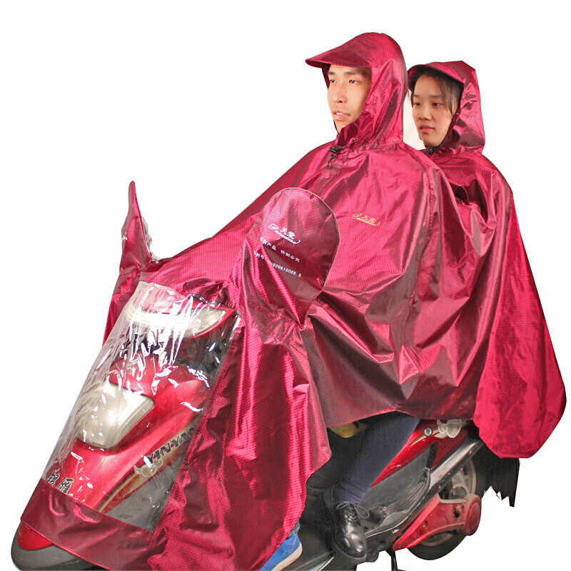 天堂伞 双人加大加长摩托车牛津布夜光条雨衣雨披 均码 LJ231 酱红