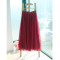 新款显瘦款网纱长裙半身裙中长裙子 48CM长 酒红色