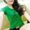 2018新款修身绿色短袖T恤女韩版夏季女装刺绣打底衫_1 XL (手心)绿色