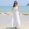 沙滩裙女2018巴厘岛度假裙夏季带雪纺连衣裙蕾丝露背长裙仙lm S 白色连衣裙