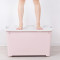 特大号整理箱塑料透明收纳箱衣服被收纳盒零食箱子衣箱带轮储物箱_22 淡粉色