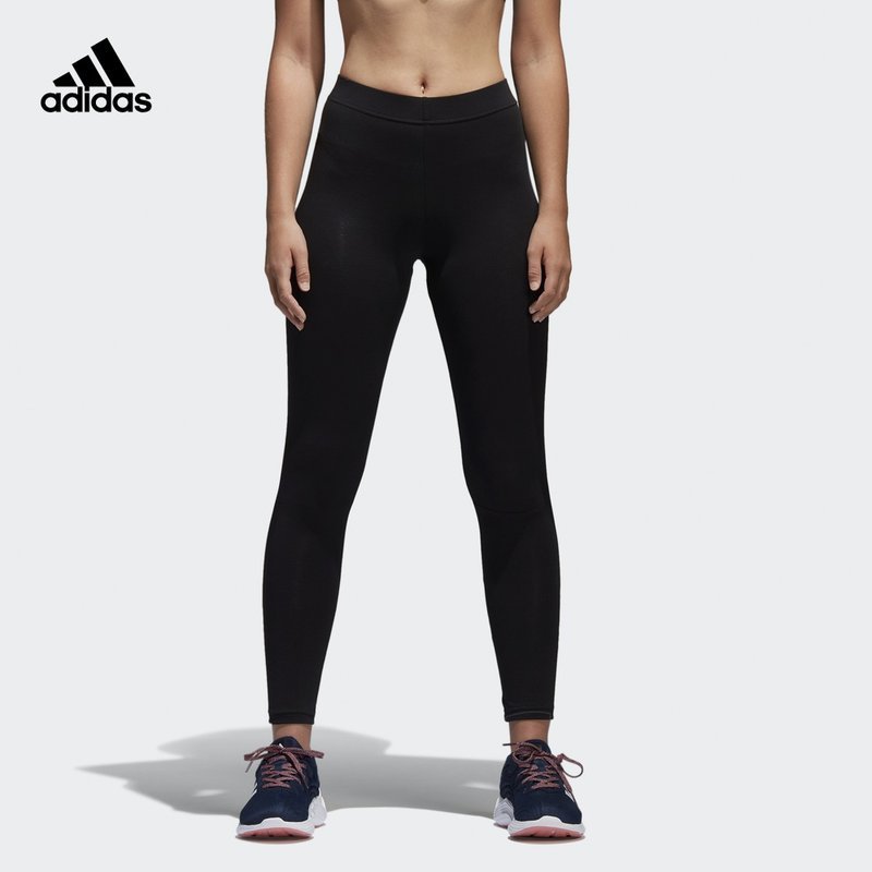 adidas/阿迪达斯女紧身裤TIGHT小腿logo紧身运动针织长裤 S 黑