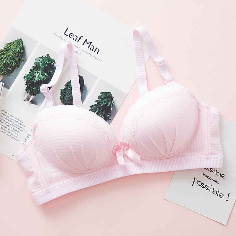 内衣女高中生大学生少女薄款拢小胸罩无钢圈育期文胸套装_5 32/40AB通杯【款】 粉色单件