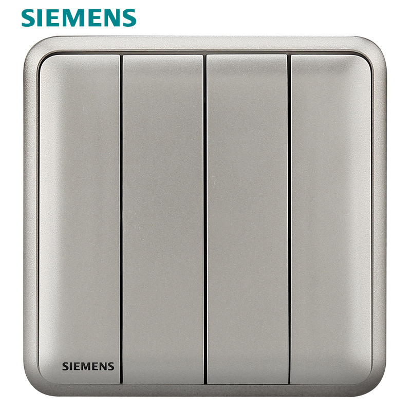 西门子(SIEMENS)开关插座面板 皓睿系列 硒釉银 四开双控开关 四联双控开关 四开双控 四开双控