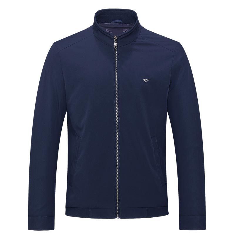 七匹狼夹克男士外套2018秋季新款中青年立领单茄克休闲外套 185/100A/XXXL 102(深蓝)